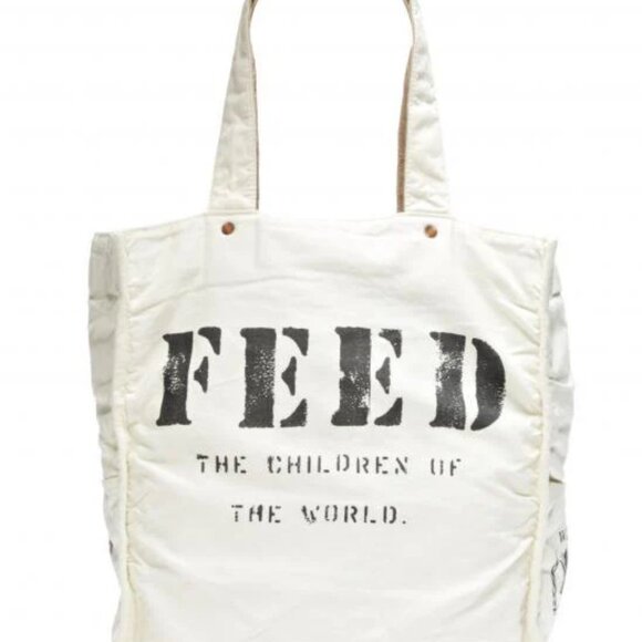 Large FEED White & Burlap Bag Tote ASO Meghan Markle - Picture 1 of 12